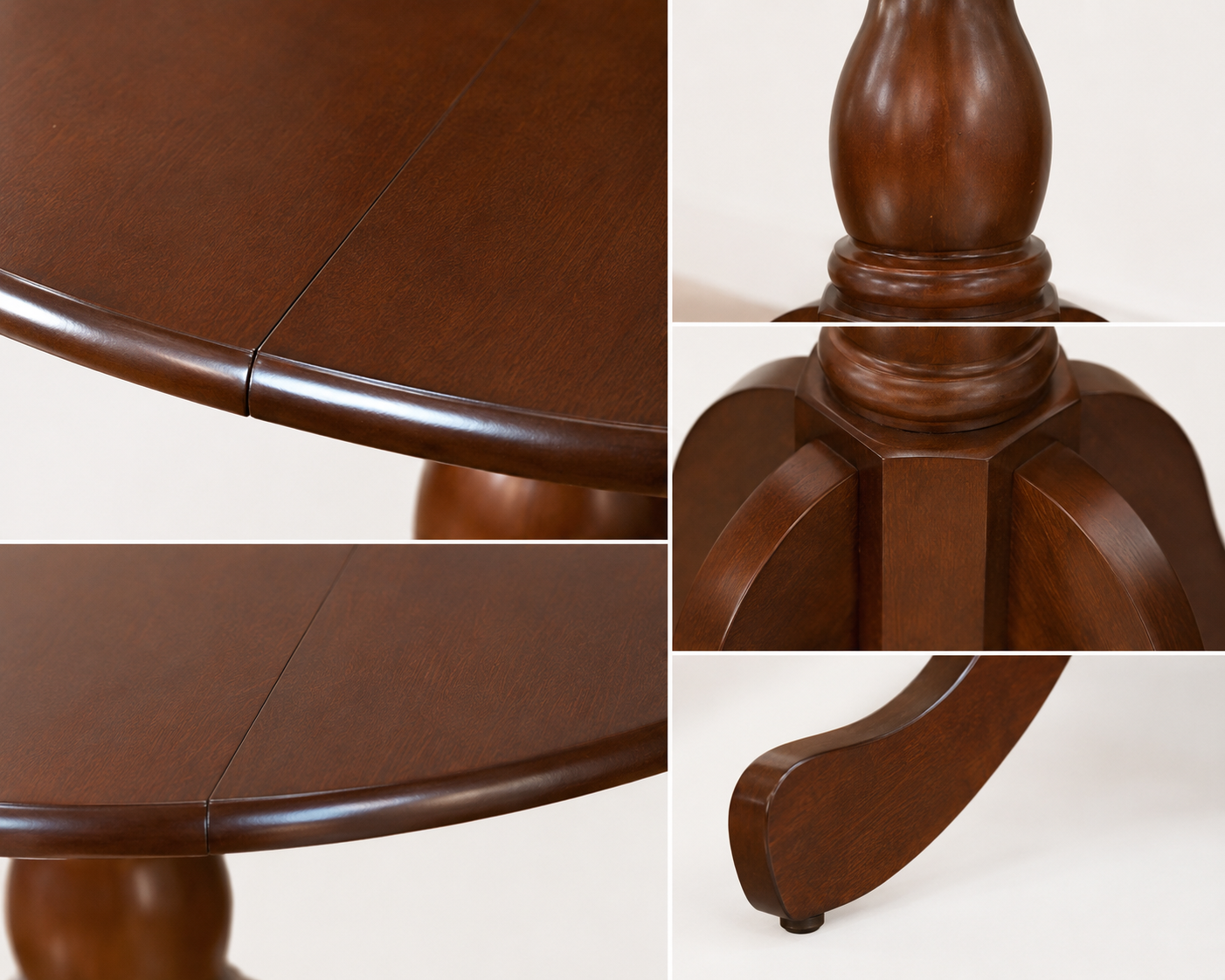 Close-up views of a wooden table with intricate leg and joint details Close-up views of a wooden table with intricate leg and joint details