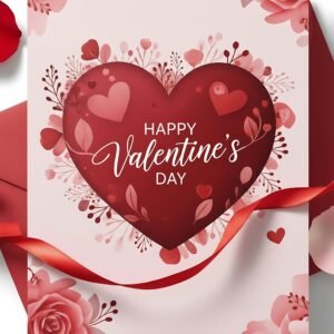 Home valentine sdaycardwithredheartandribbononpinkbackgroundwithflowers.jpg